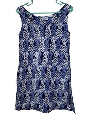 3/$20 Back East Sleeveless Pineapple Print Dress - Navy Blue & White